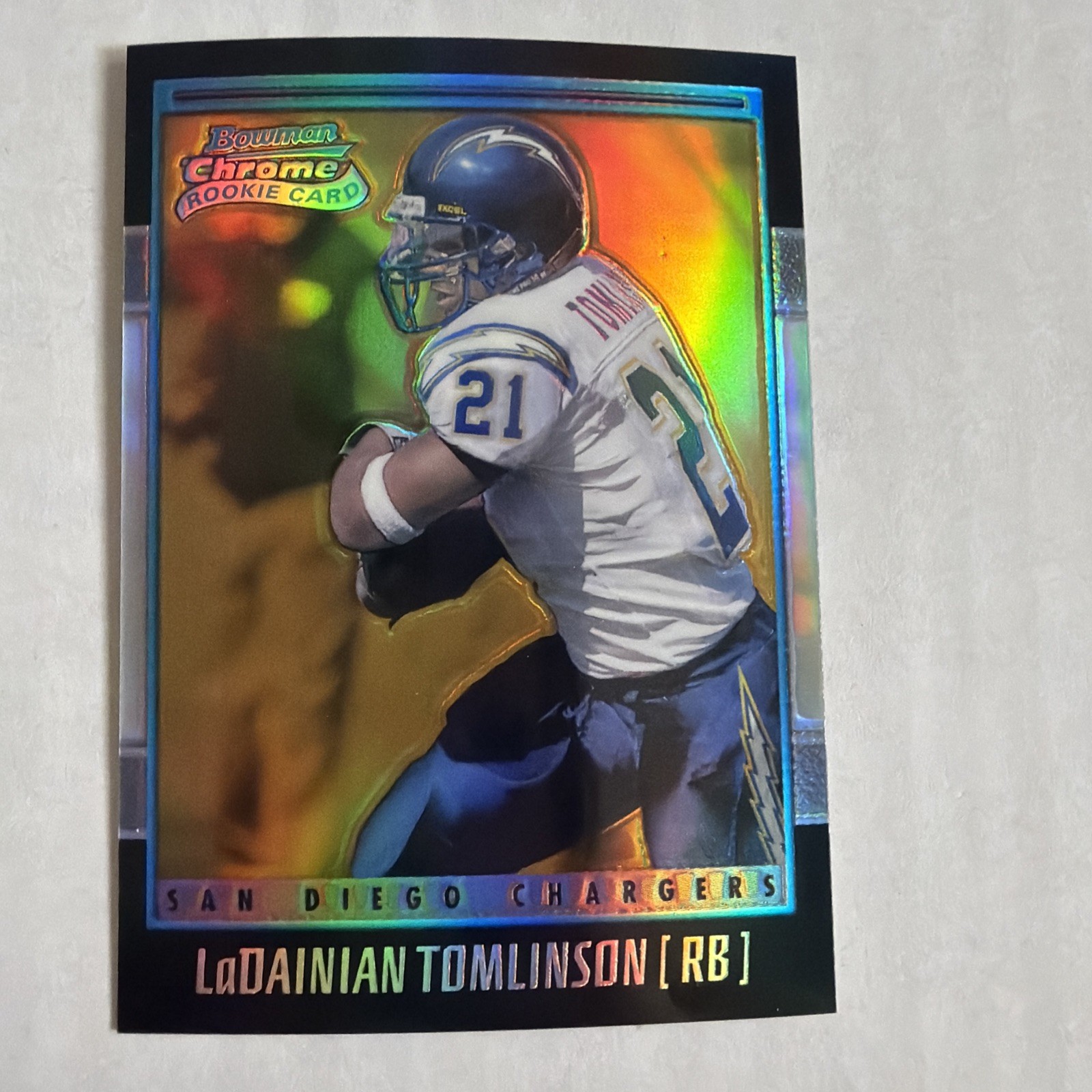 2001 Bowman Chrome Gold Rookie Refractor #190 LaDainian Tomlinson #/99 2001 Bowman Chrome Gold Rookie Refractor #190 LaDainian Tomlinson #/99