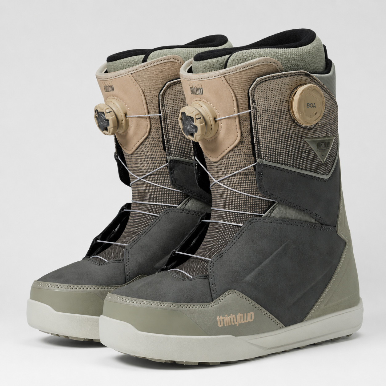 ThirtyTwo Lashed Double BOA Bradshaw Snowboard Boots Men\'s 10 New Gray Tan