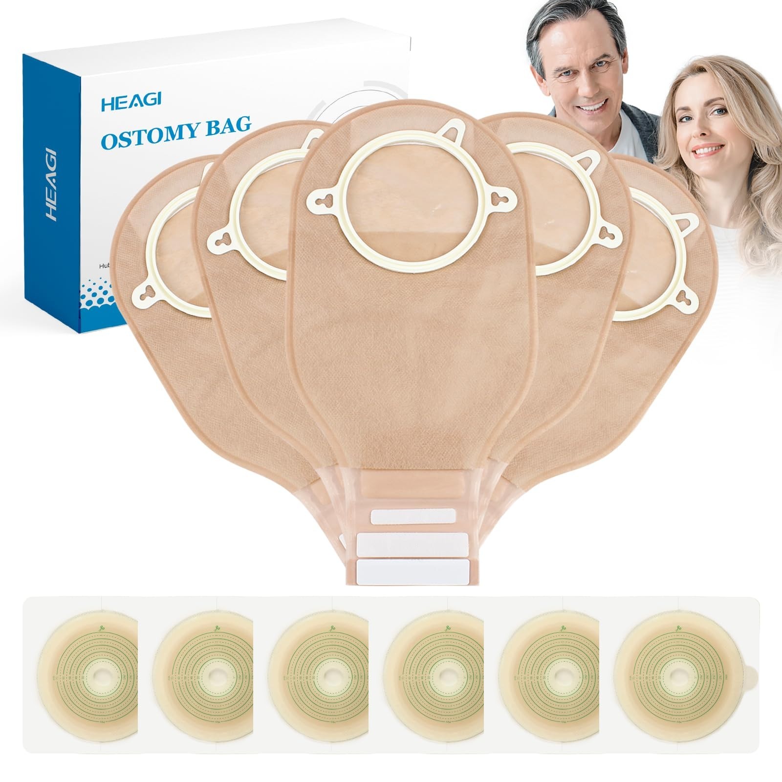 22Pcs Ostomy Supplies Colostomy Bags, 2-Piece Colostomy Bags, Two-Piece Drainabl