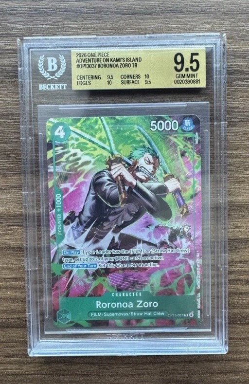 Bandai 2026 One Piece CCG Roronoa Zoro OP13-037 TR Foil Graded