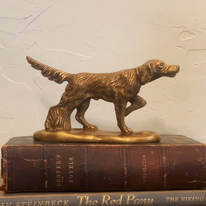 Brass Pointer Dog Paperweight- Vintage Style Hunting Decor