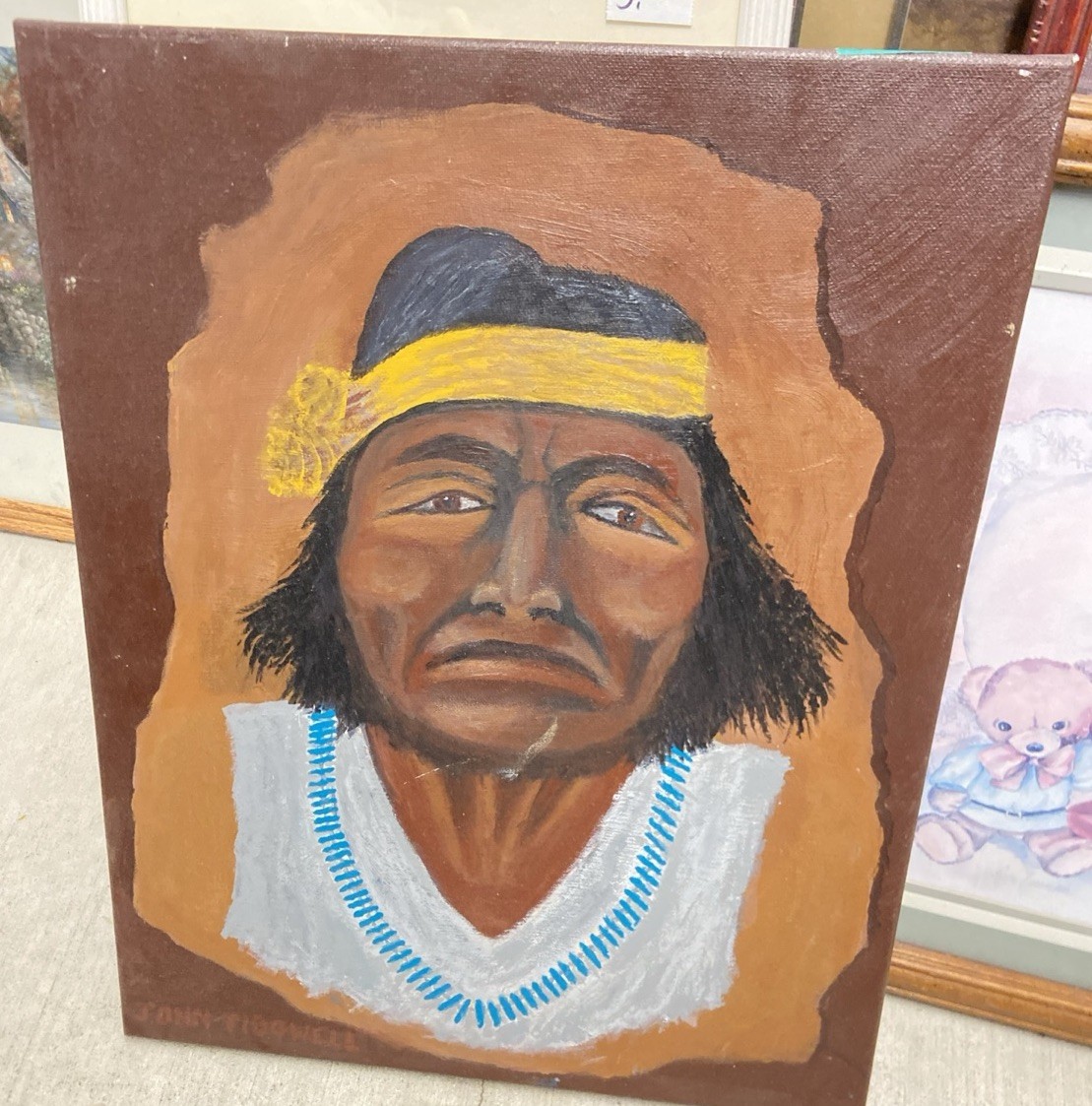 Vintage Indian Painting On Canvas 