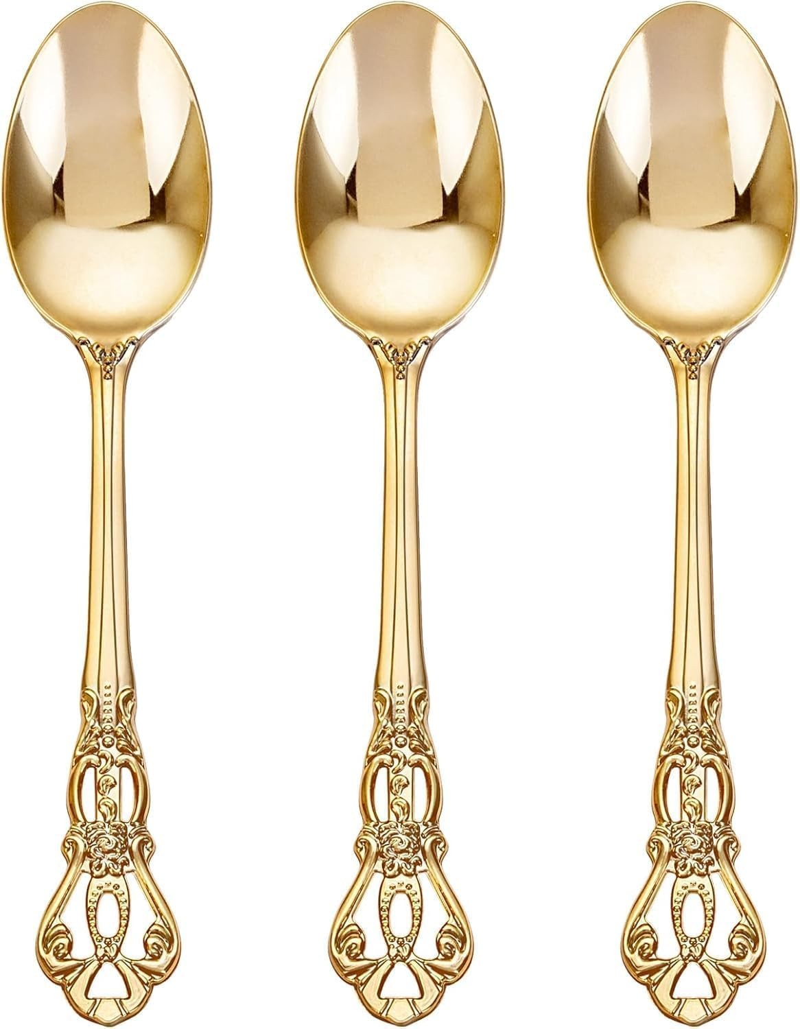 Joyido 75 Gold Plastic Spoons 8.1inch Vintage