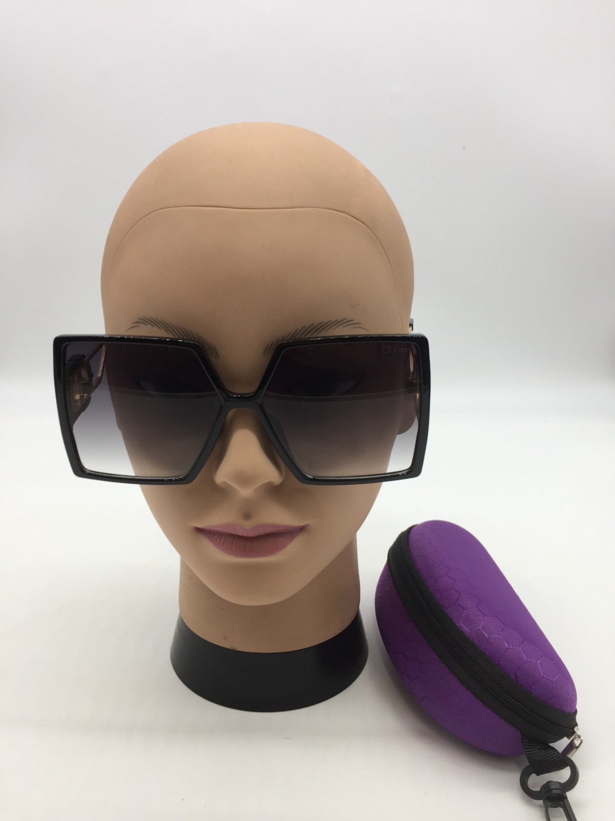 Dior Women\'s Square Oversized Black Designer Sunglasses 62-17-142 Grey Lenses