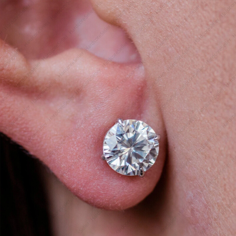 4.00 TCW ROUND CUT MOISSANITE PUSH BACK STUDS EARRINGS Solid 14K WHITE GOLD