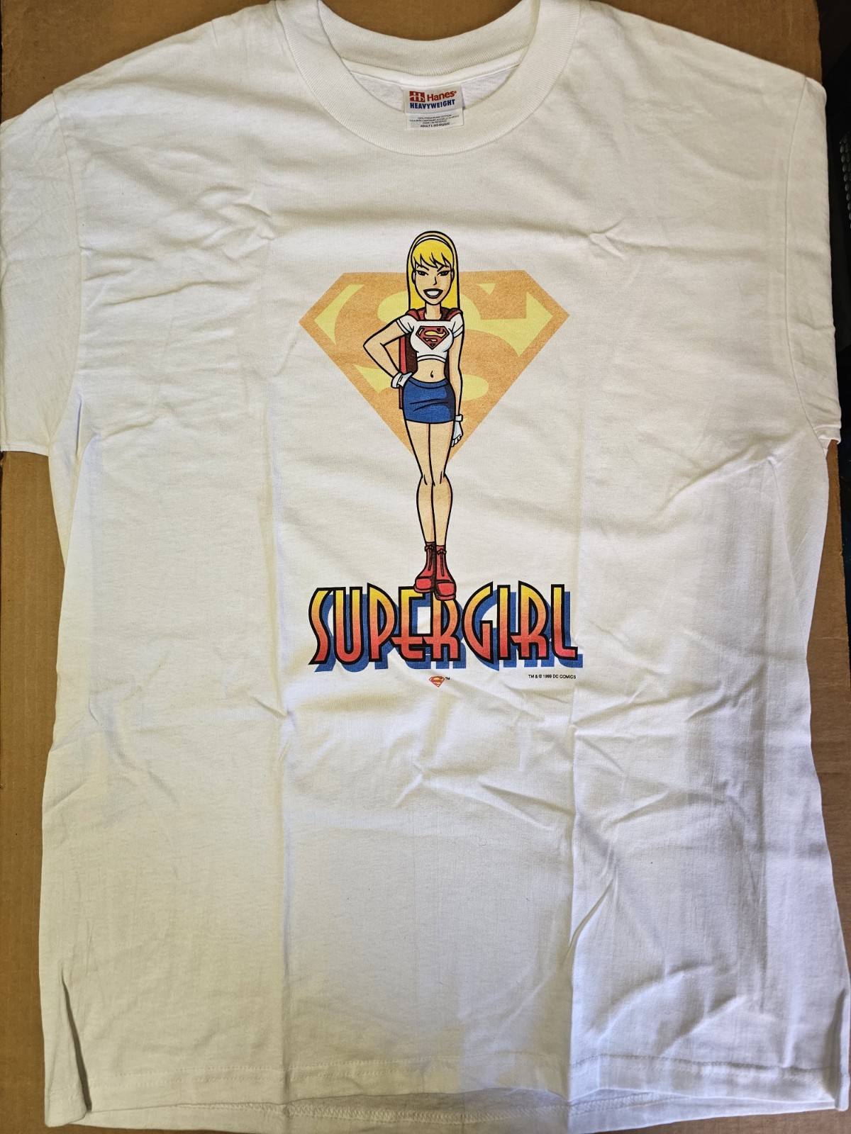 Vintage Supergirl T Shirt L 1999 Hanes Heavyweight Superman Animated Series