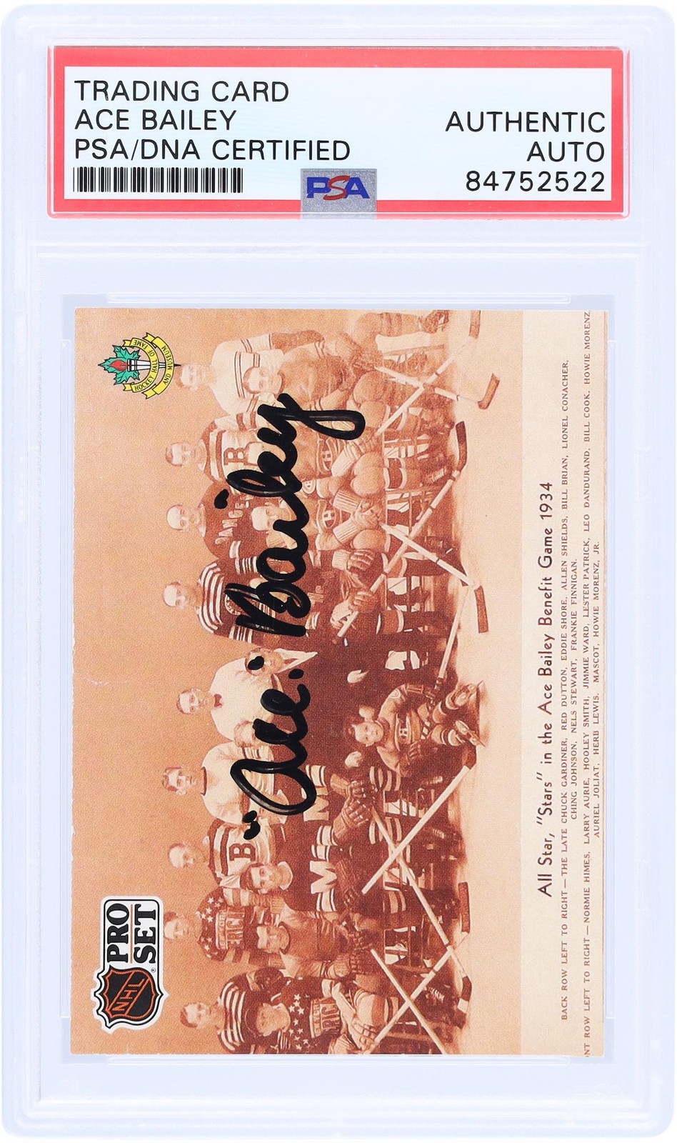 Ace Bailey Toronto Maple Leafs Signed 1991-92 Pro Set Ace Bailey #335 PSA Card