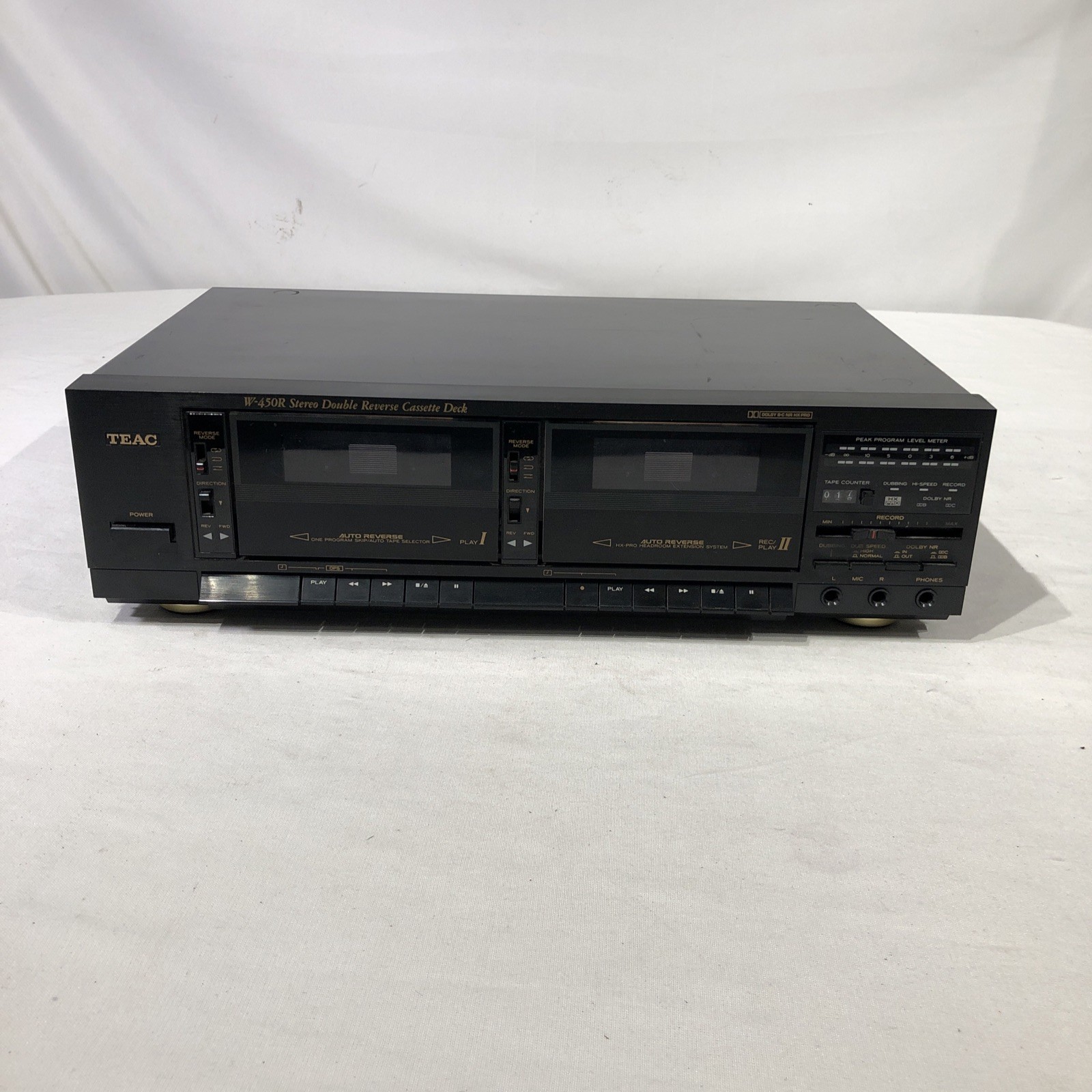 Vintage Teac W-450R Stereo Reverse Cassette Deck Player~ For Parts Or Repair