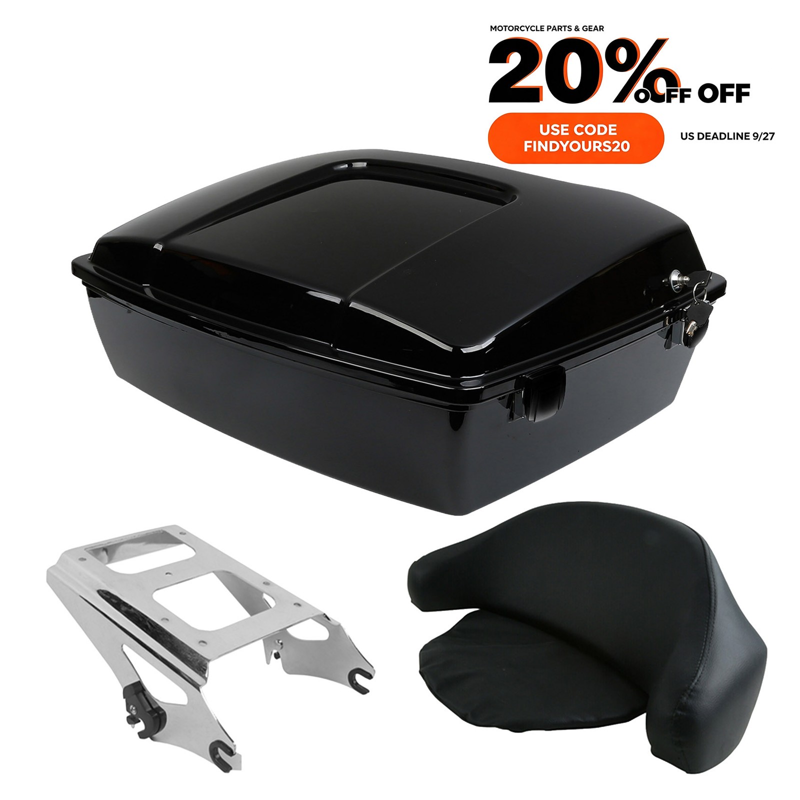 Chopped Pack Trunk & Backrest & Rack Fit For Harley Touring Road Glide 2009-2013