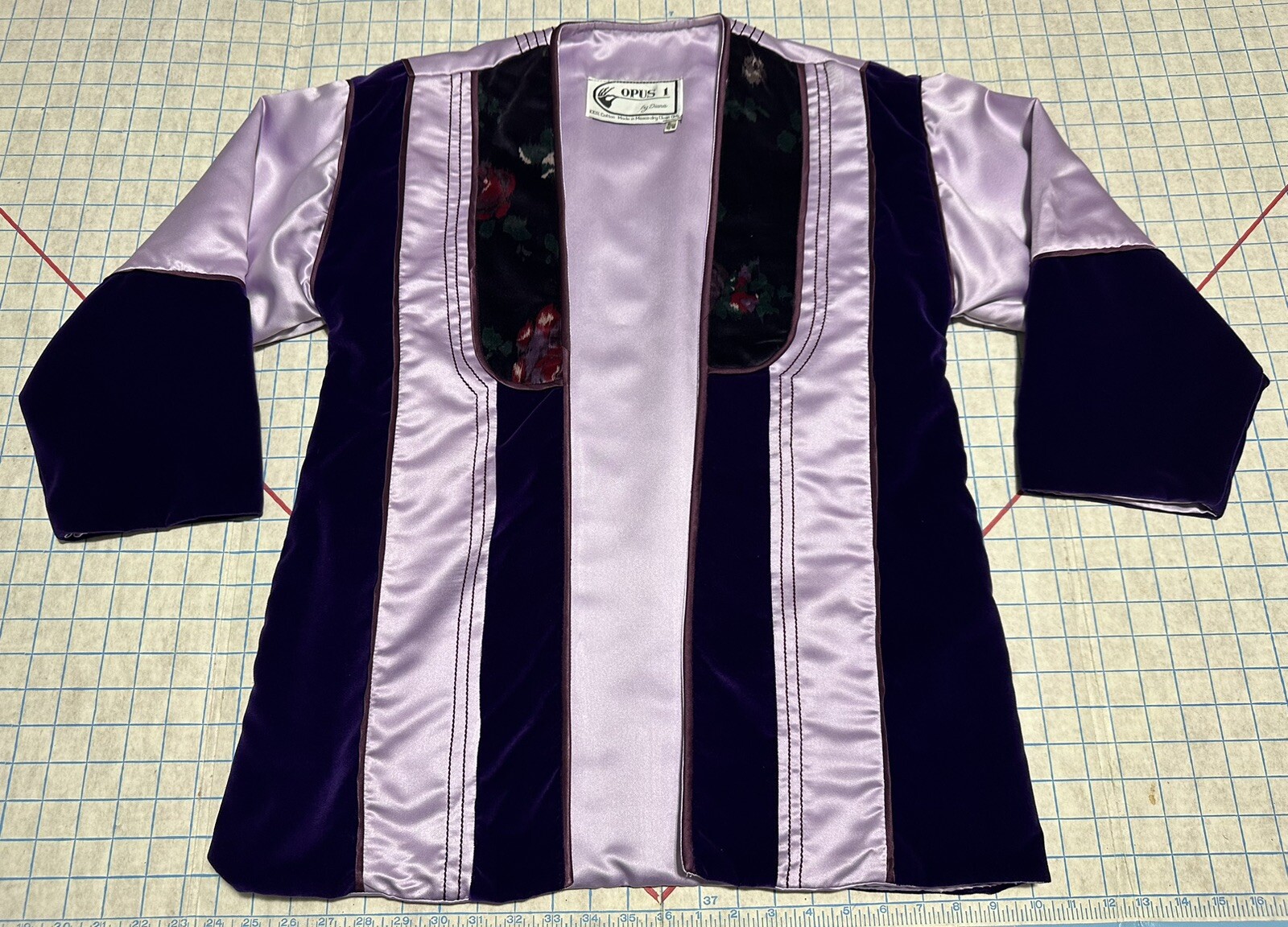 Vintage Open Jacket Opus 1 100% Cotton Hippie One Size Handmade Purple Boho 