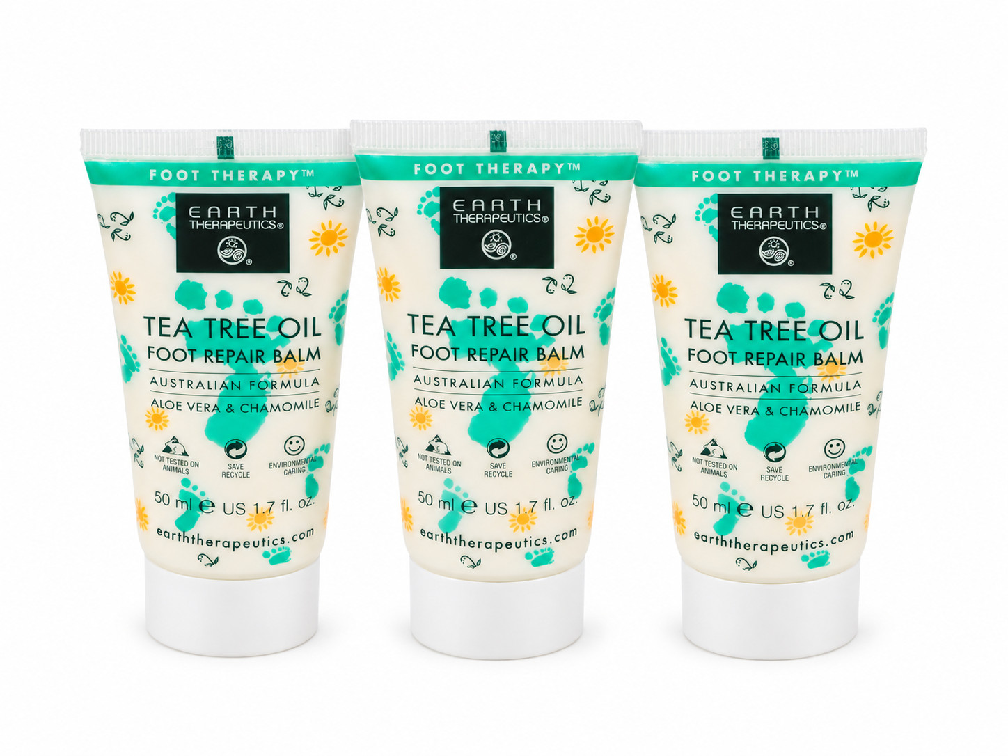 Earth Therapeutics Tea Tree Oil Foot Repair Balm – Travel Size 3-Pack