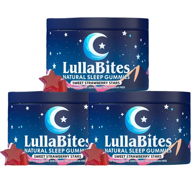 3 pack NEW LullaBites Natural Sleep Gummies Strawberry Stars Flavor 60 Gummies