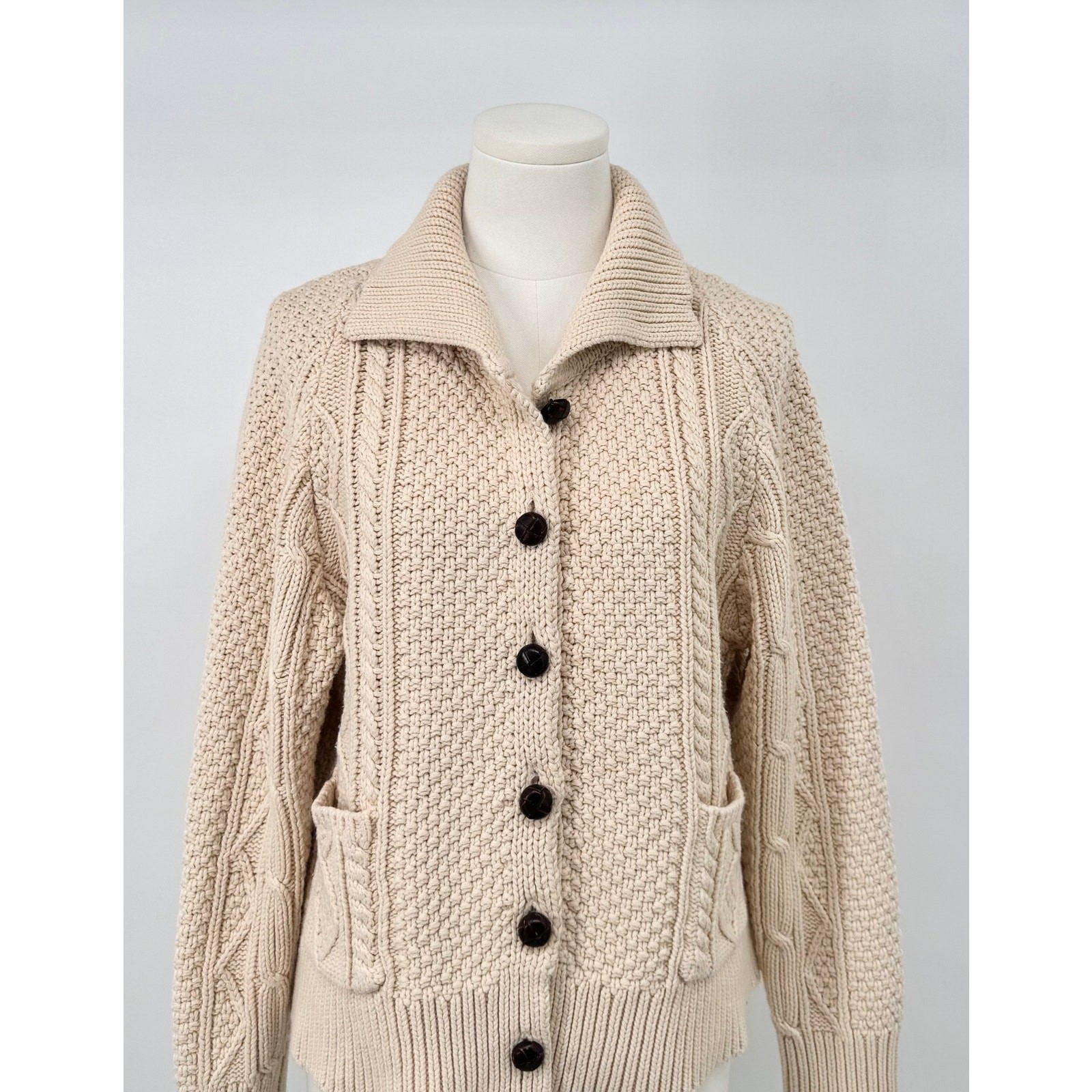 The Great Cotton Lodge Cardigan Sweater Cableknit Sweater Jacket 2 M