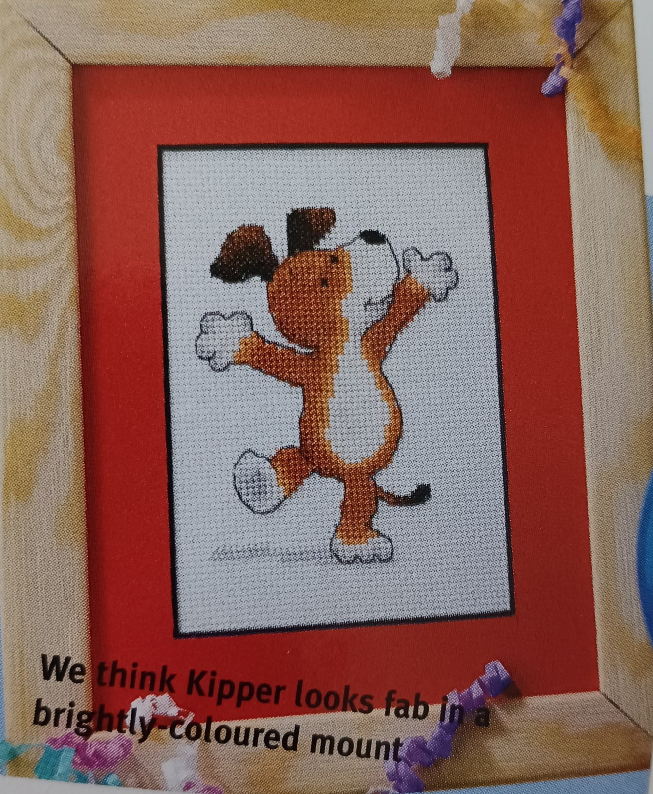 Dancing Kipper dog. CROSS STITCH PATTERNS. Carefully removed from a magazine.