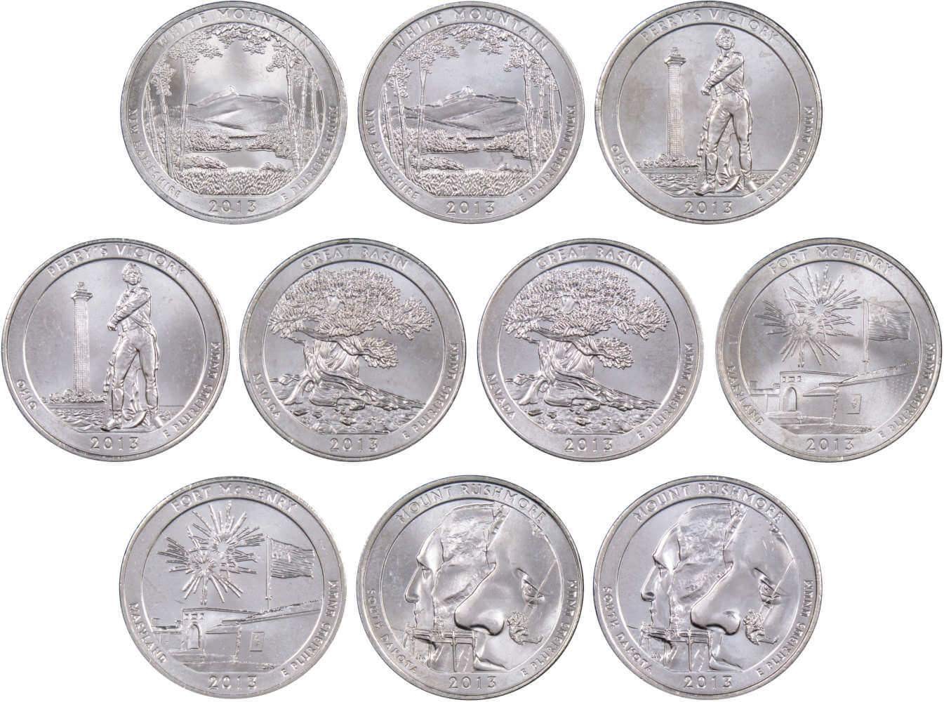 2013 P&D Quarter 10 Coin Set Clad Uncirculated Mint State