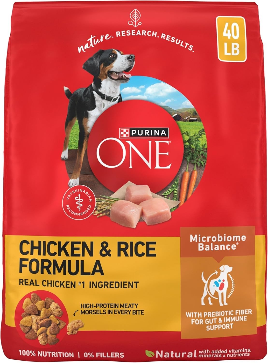 Purina ONE Dry Dog Food, Natural High Protein with Real Chicken & Rice, 40 lb