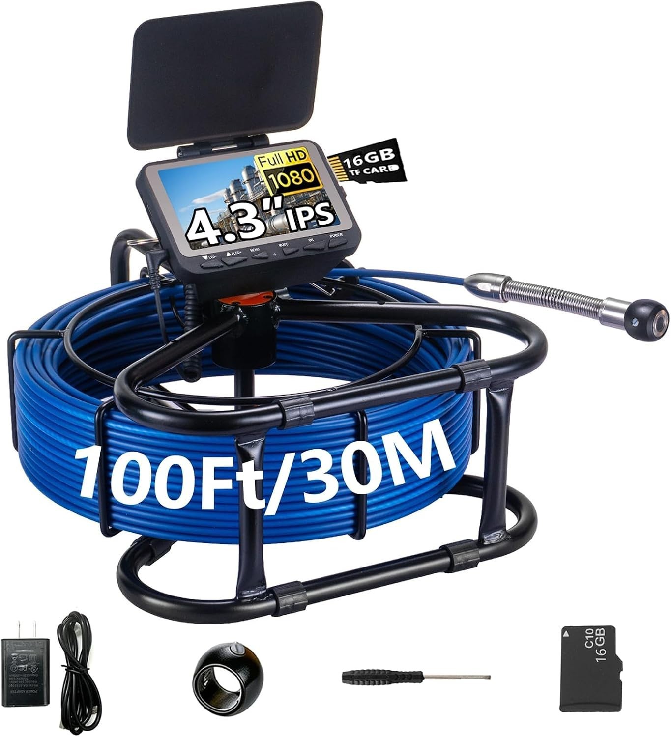 TLWOCY Sewer Inspection Camera 1080P 33FT Pipe Drain Camera DVR Counter IP68