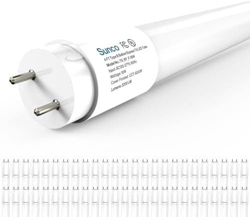 Sunco 50 Pack 4FT LED T8 Bulbs 18W 2200LM 5000K Daylight Ballast Bypass Sunco 50 Pack 4FT LED T8 Bulbs 18W 2200LM 5000K Daylight Ballast Bypass