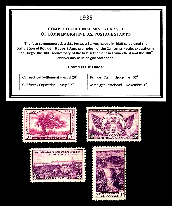 1935 COMPLETE YEAR SET OF MINT -MNH- VINTAGE U.S. POSTAGE STAMPS