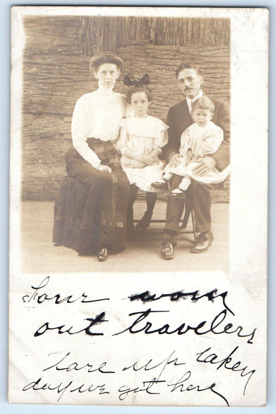 c1910's Family Studio Scene RPPC Photo Posted Antique Postcard c1910's Family Studio Scene RPPC Photo Posted Antique Postcard