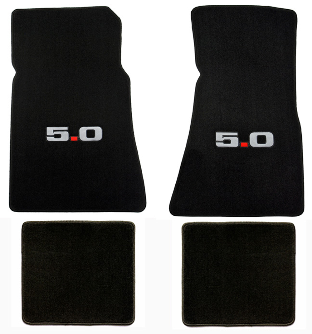 New 1979 - 1993 Ford MUSTANG 5.0  Black Carpet 4 pc Floor Mat Set