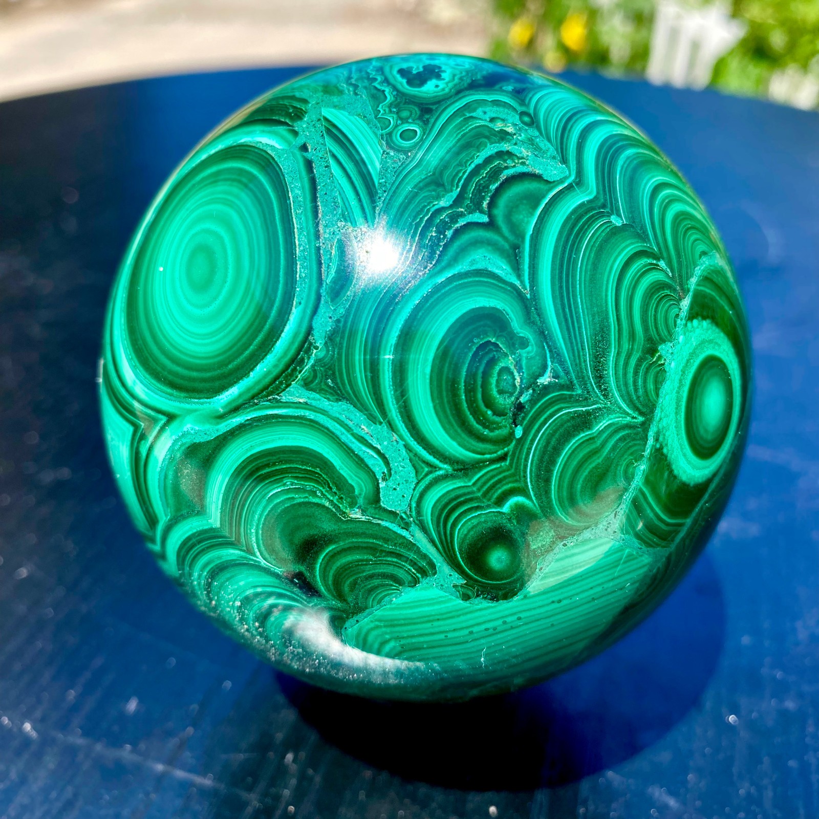 3LB  Natural malachite ball quartz crystal energy ball reiki healing