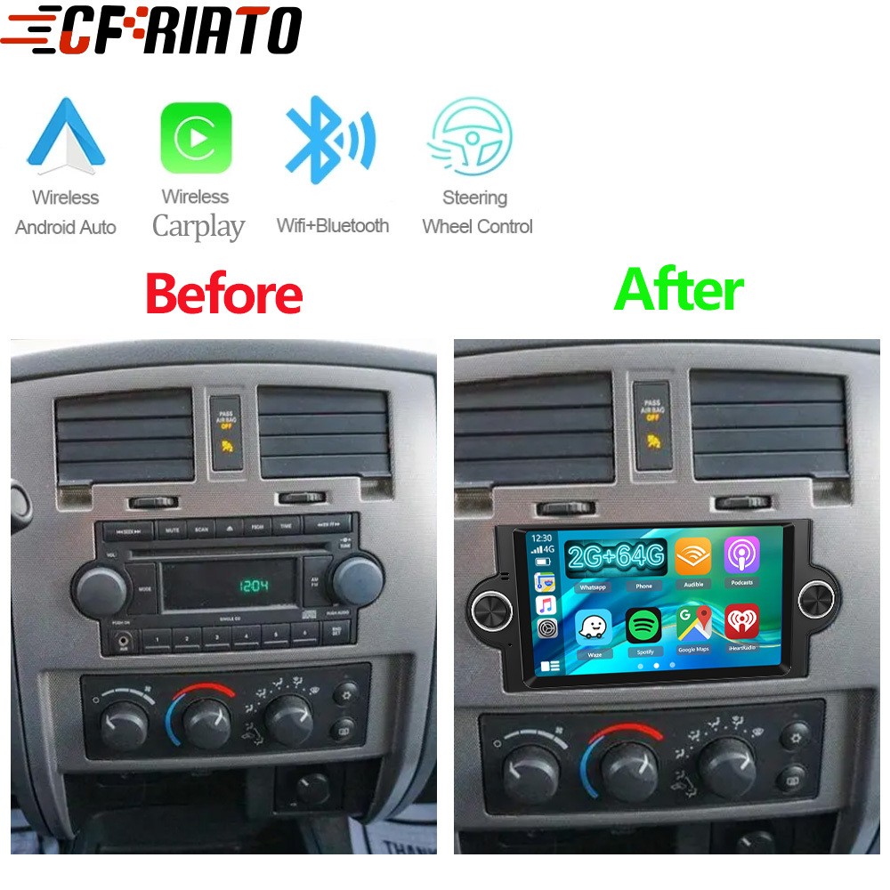 6.2'' For 2005 2006 2007 Dodge Dakota Android 15.0 Car Radio Carplay GPS Stereo