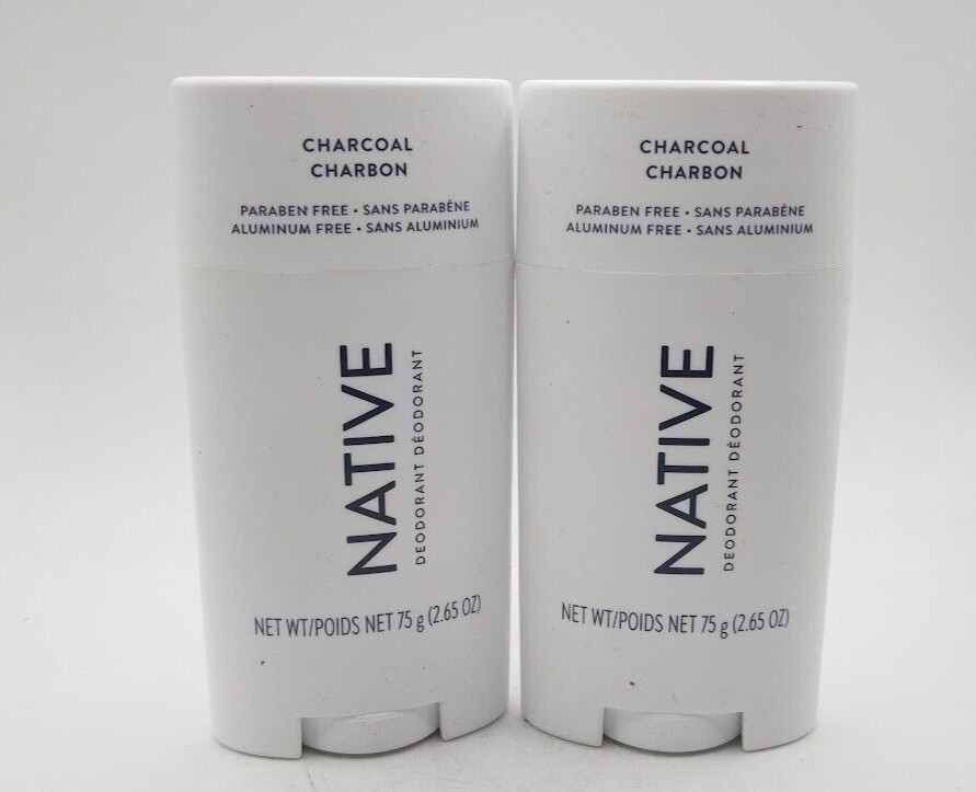 2 PACK Native Deodorant Charcoal Aluminum Free 2.65 oz each