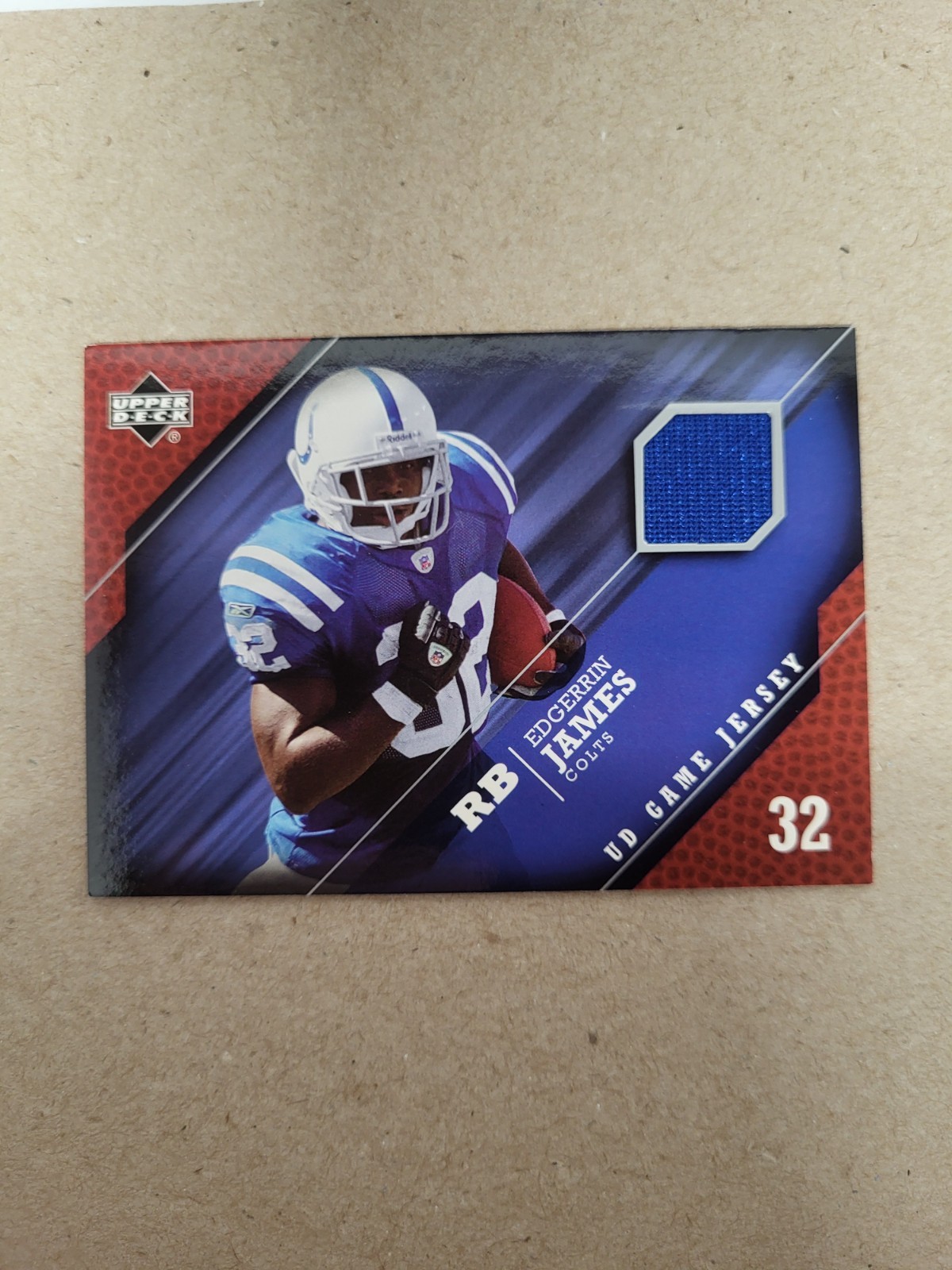 2005 Upper Deck Edgerrin James game jersey football card  Colts  
