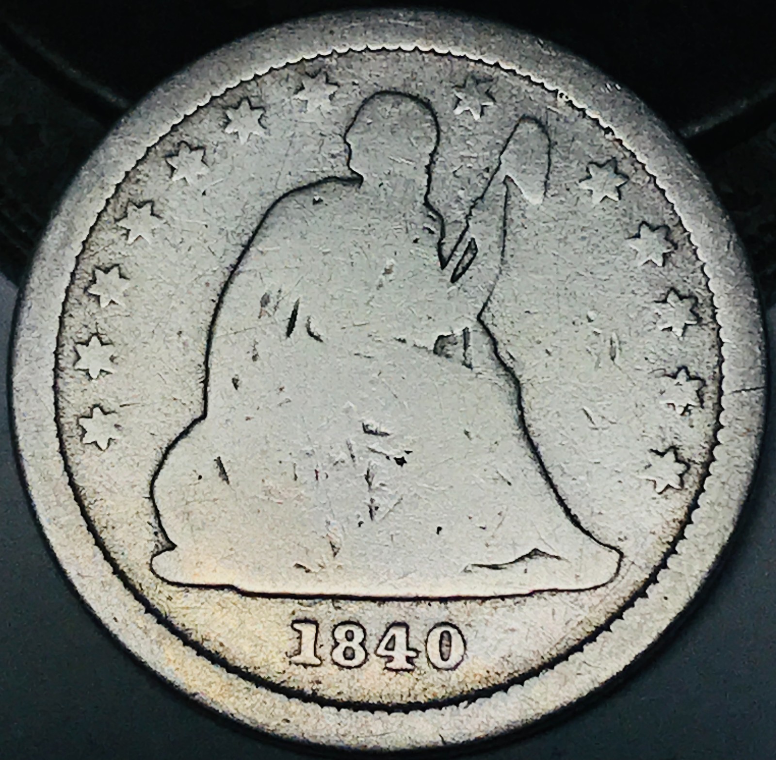 1840 O Seated Liberty Quarter 25C Ungraded Drapery 90% Silver US Coin CC31779
