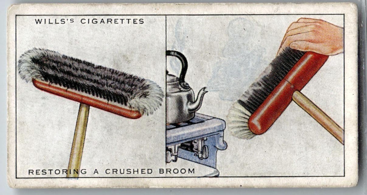 1936 Wills\'s Cigarettes Household Hints Tobacco Card #2 Restoring a Crushed Broo