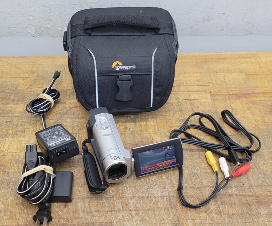 Sony DCR-SX40 60x Optical Zoom Handycam Camcorder W/Batteries, Cables & Case