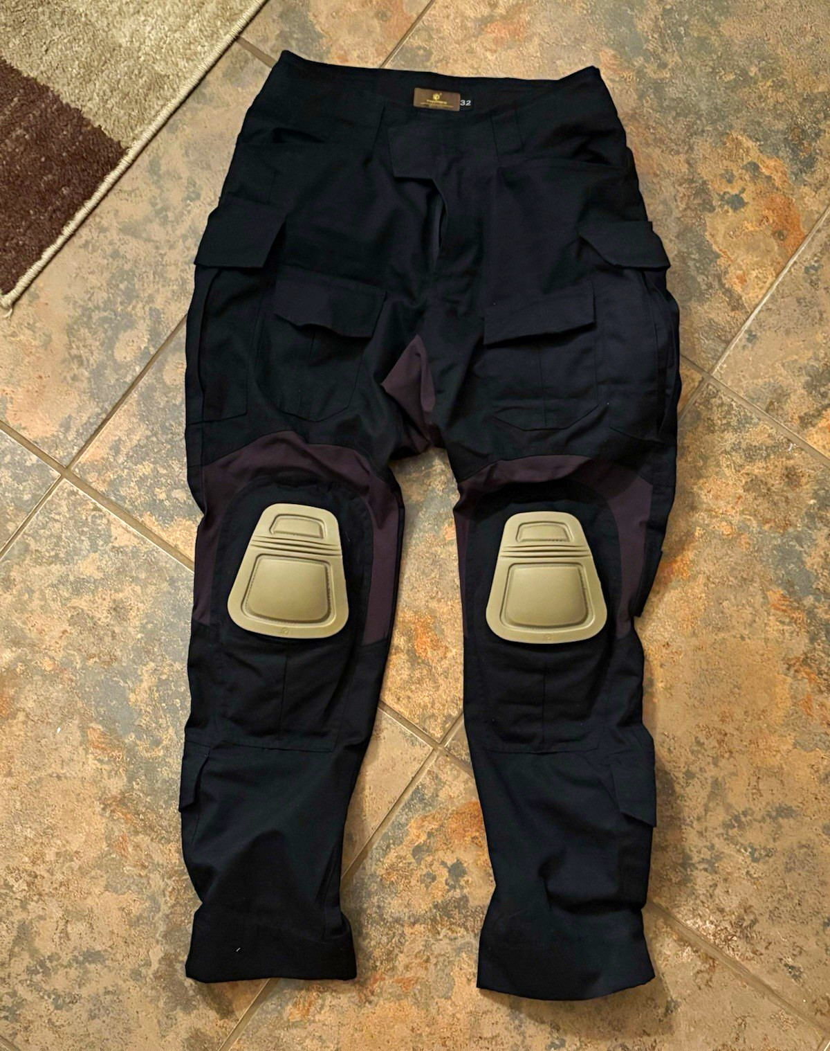 Emersongear Men\'s Tactical Pants Black Nylon Solid Size 32 Regular w/ Knee Pads
