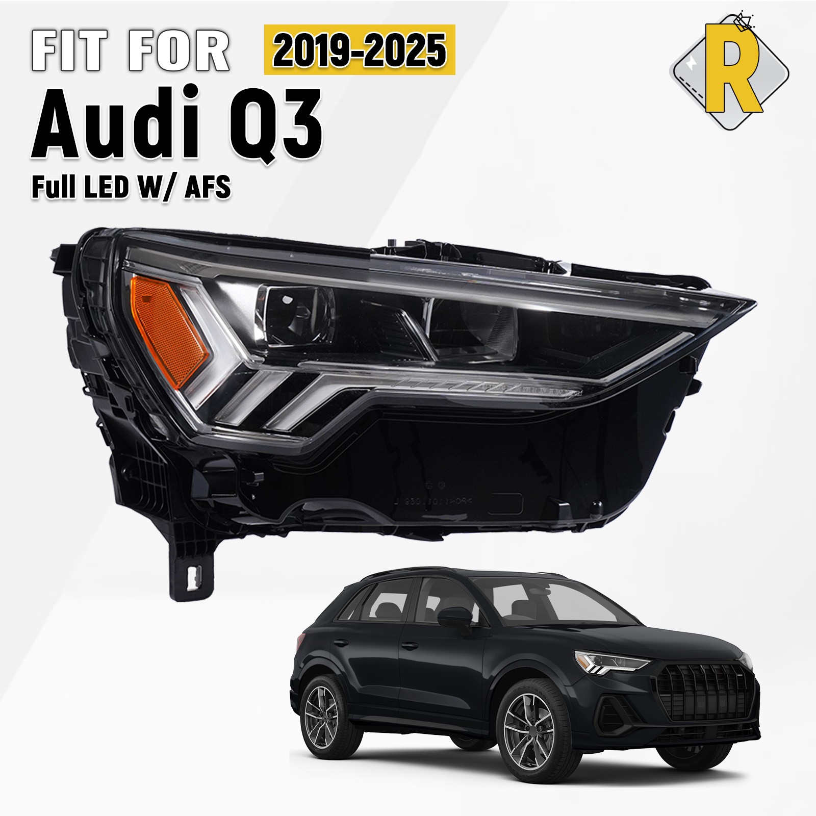 For 2019-2025 Audi Q3 Full LED W/AFS Headlight Right Passenger Side