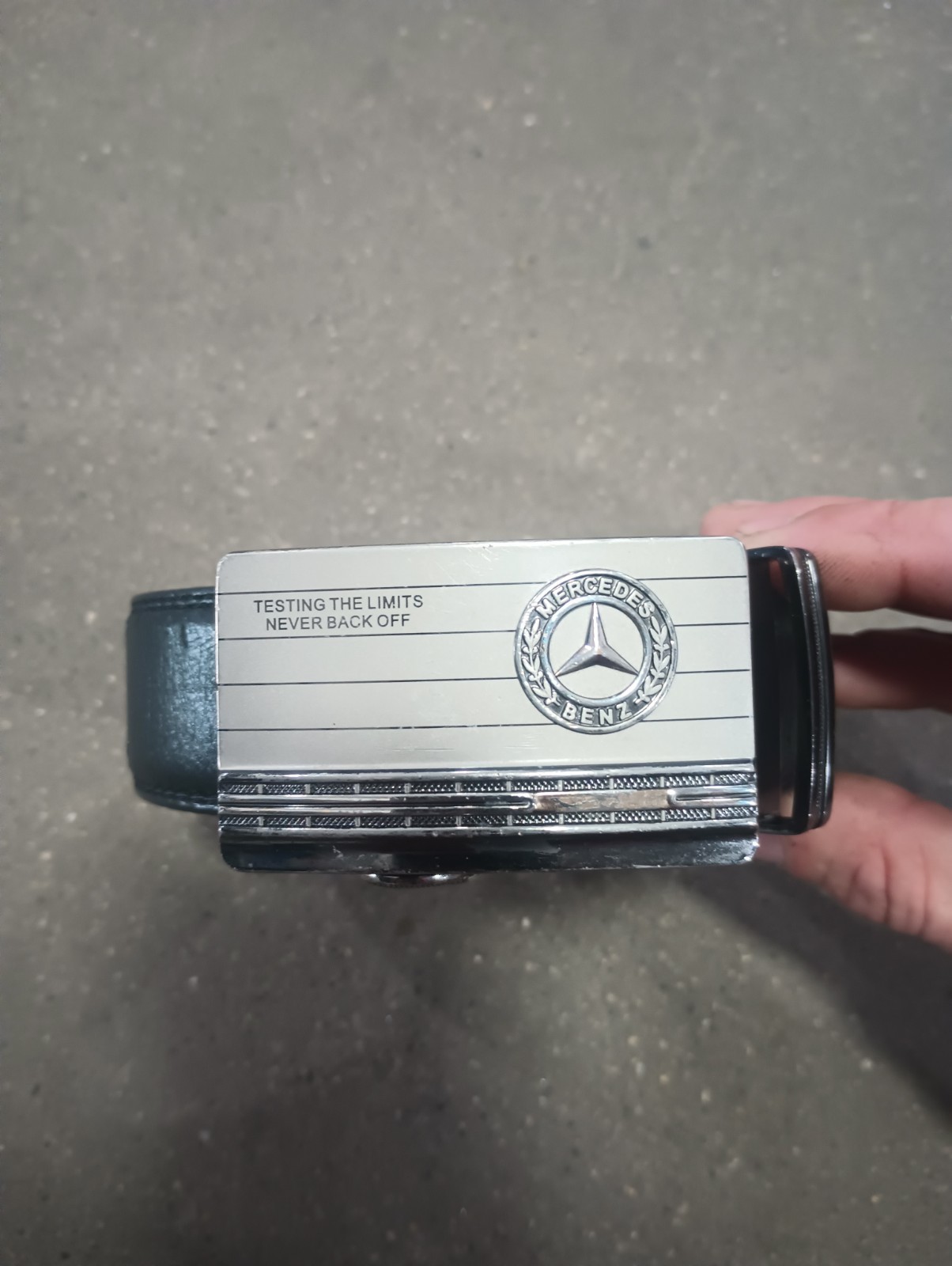 Exceedingly Rare Mercedes Benz BELT BUCKLE Testing The Limits Never Back Off Exceedingly Rare Mercedes Benz BELT BUCKLE Testing The Limits Never Back Off