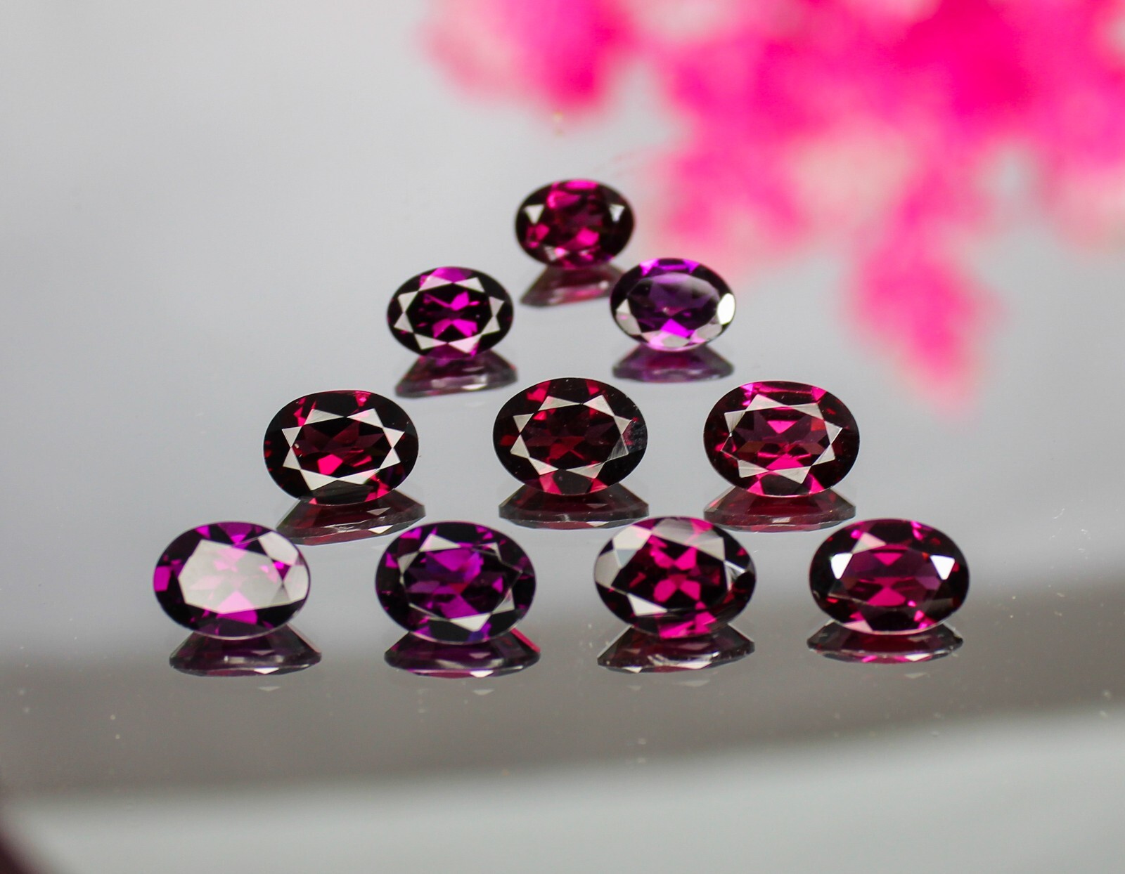 Mind Blowing 100% Natural Rhodolite Garnet Pink Oval Faceted Lot, 7mm to 8mm.