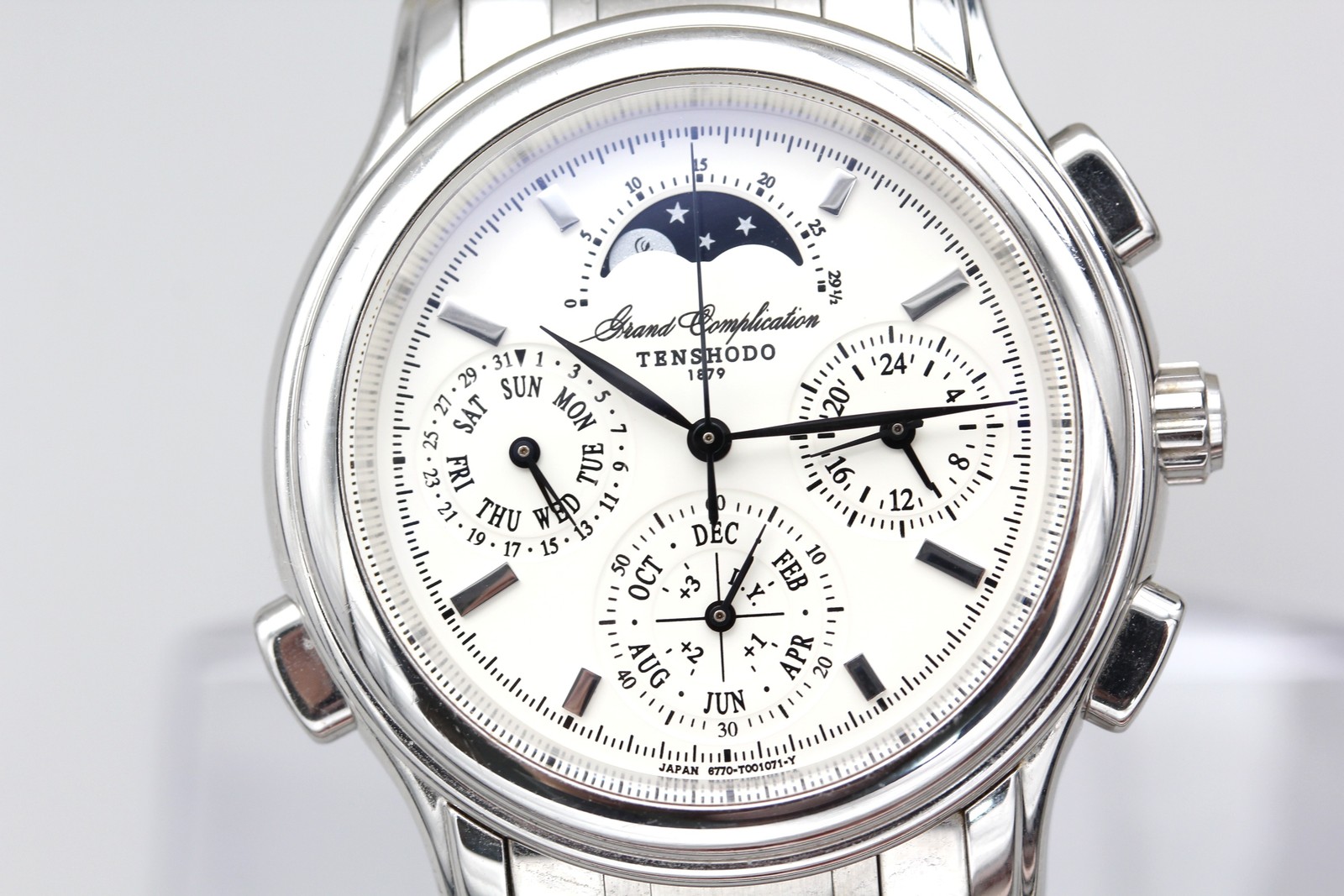 Near MINT Tenshodo Grand Complication 6770-T003702 Moon Phase Quartz Men's Watch