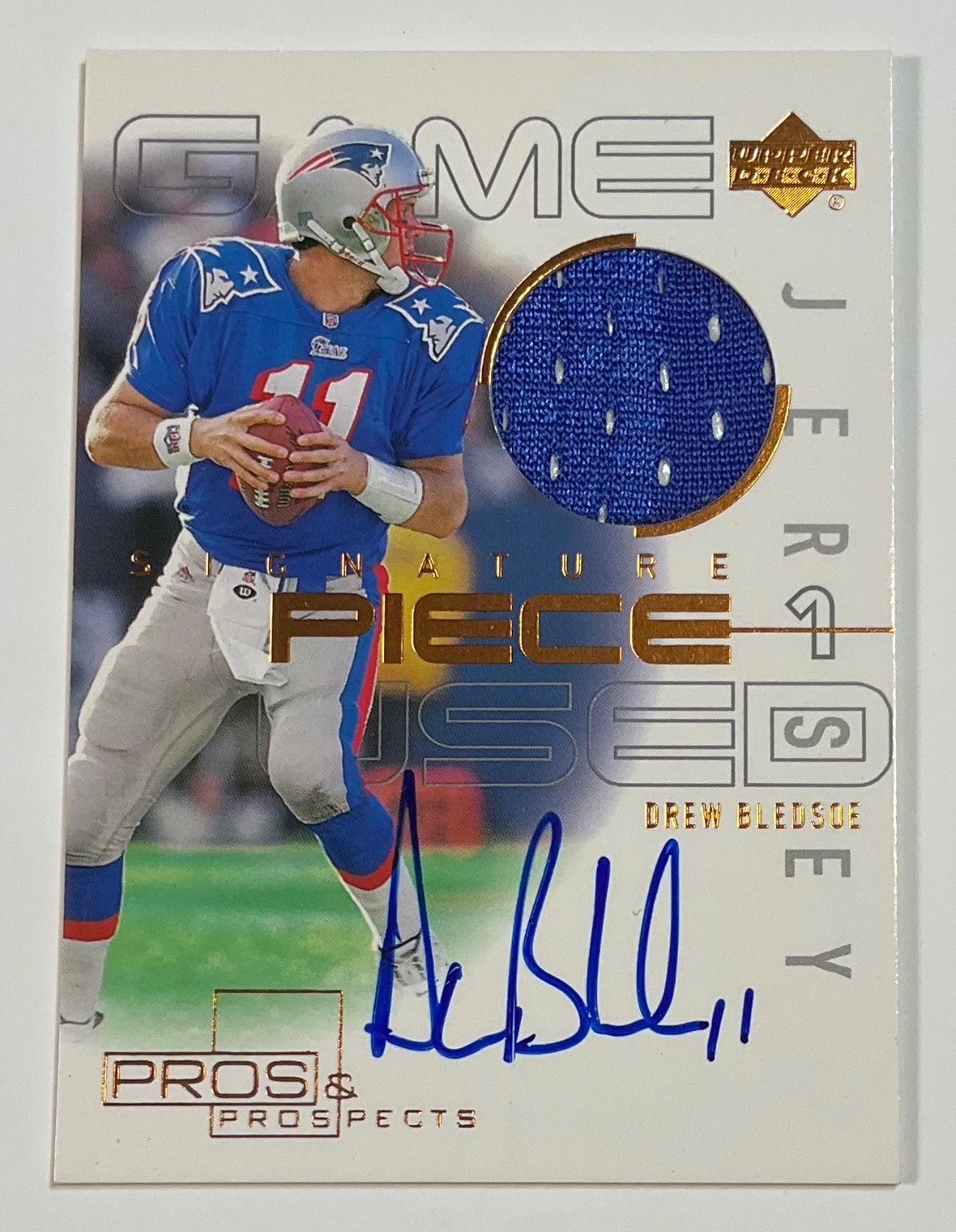 2000 UD Pros & Prospects DREW BLEDSOE Jersey Auto Autograph