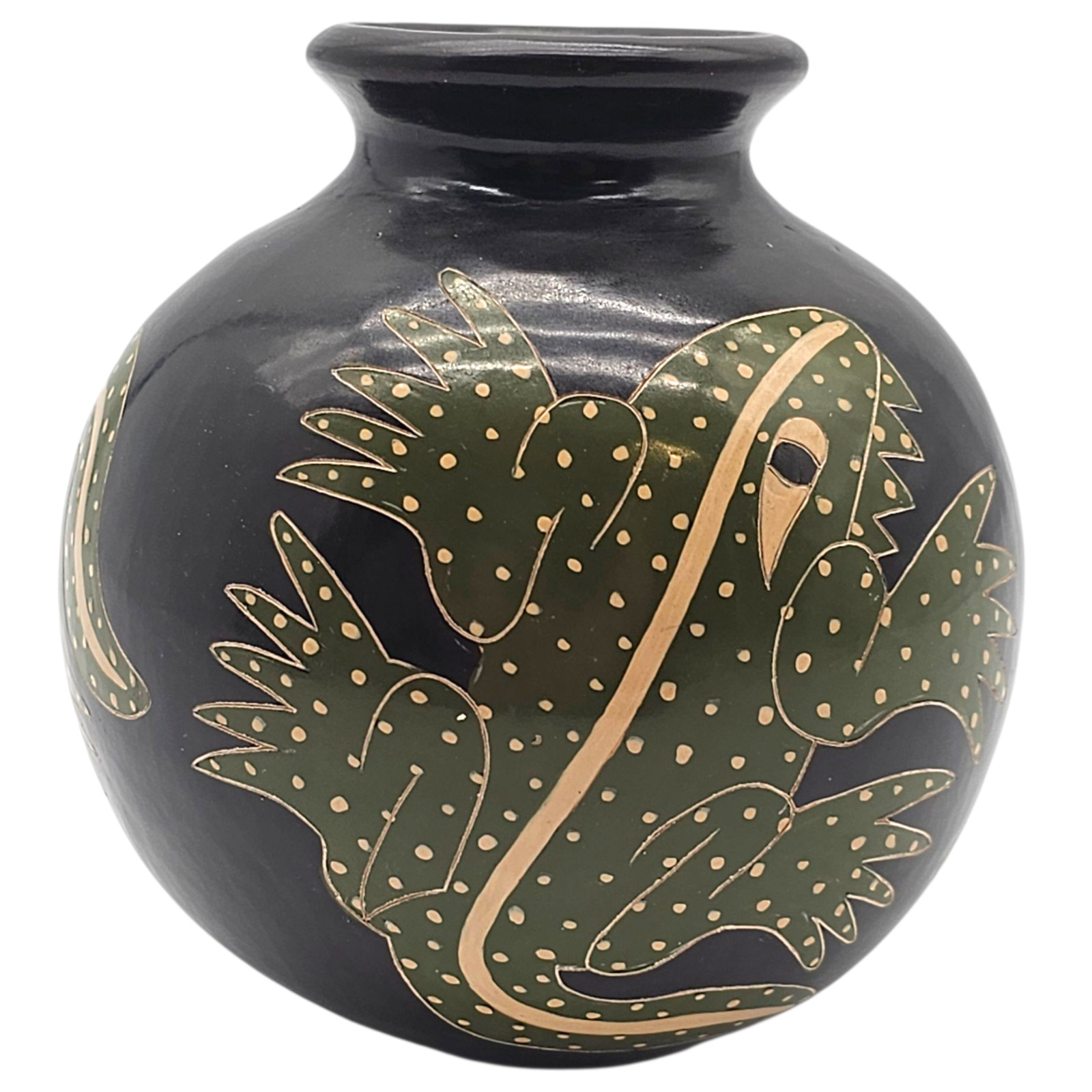 VTG Juan Paulino Martinez Signed Folk  Art Frog Pottery Vase Nicaragua 6\