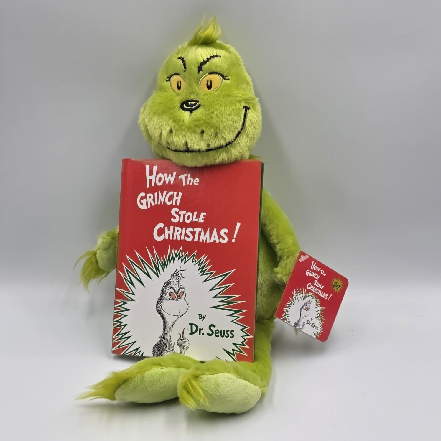 Dr Seuss Grinch Plush Holding How The Grinch Stole Christmas Book Stuffed Toy