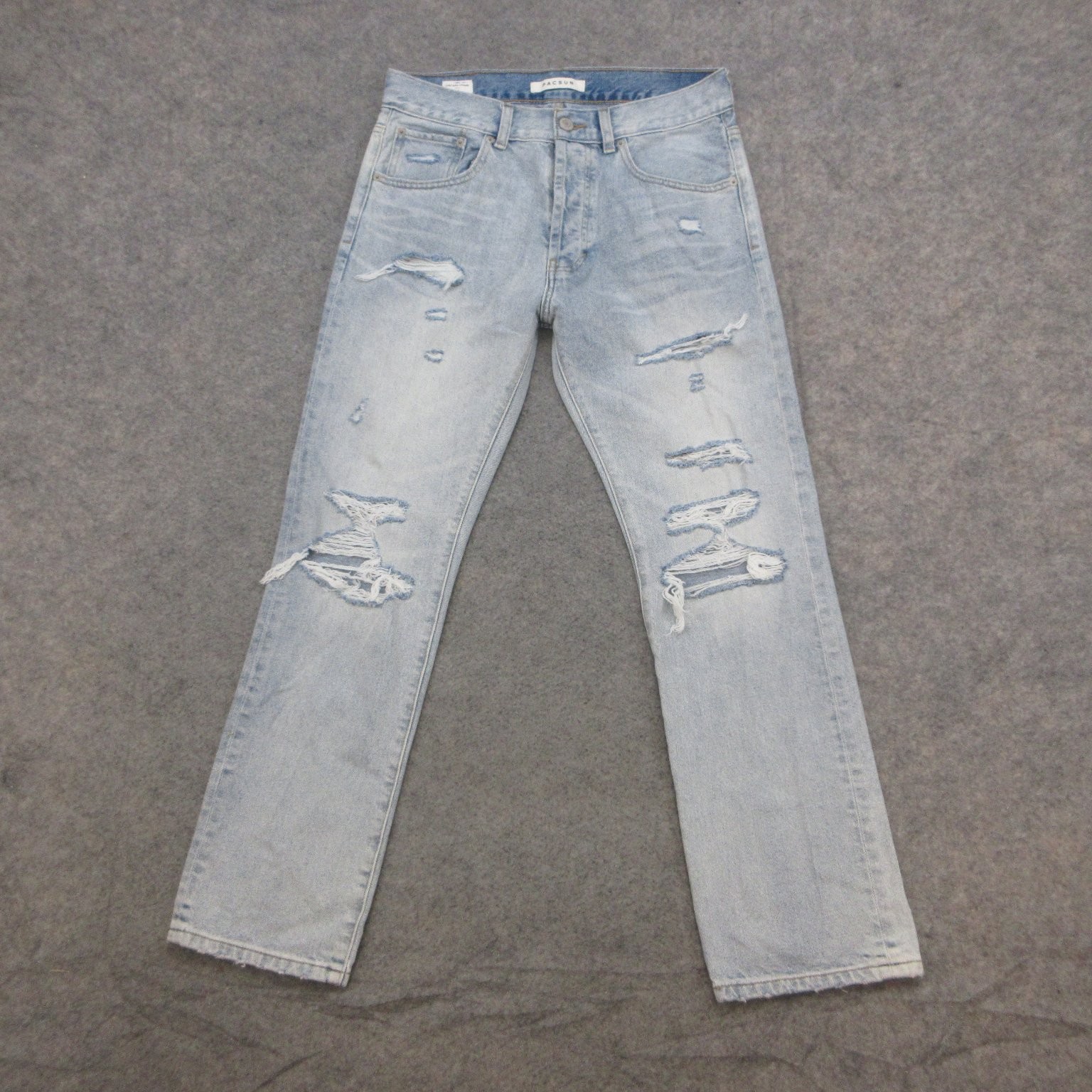 PACSUN Jeans Women\'s Size 30 Light Wash Distressed Loose Cotton Raw Hem