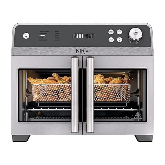 Ninja FO101 French Door 5 Qt Air Fryer 10-in-1 Countertop Oven 450F Silver