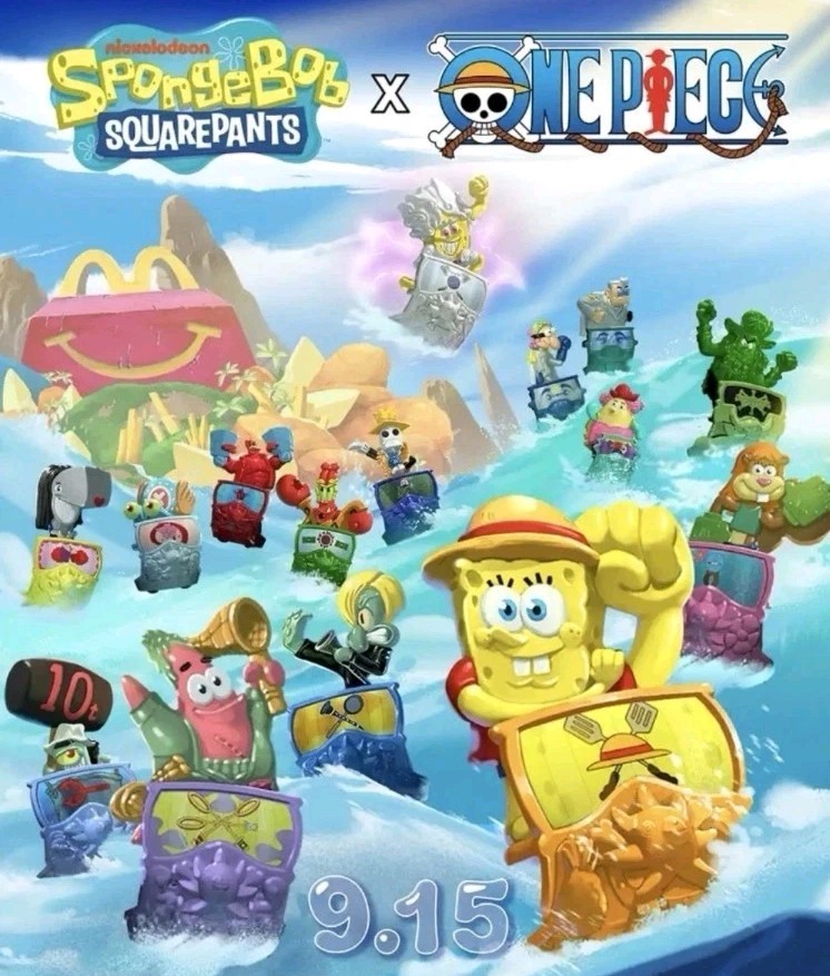 spongebob one piece mcdonalds Complete Collection In Box. (15)