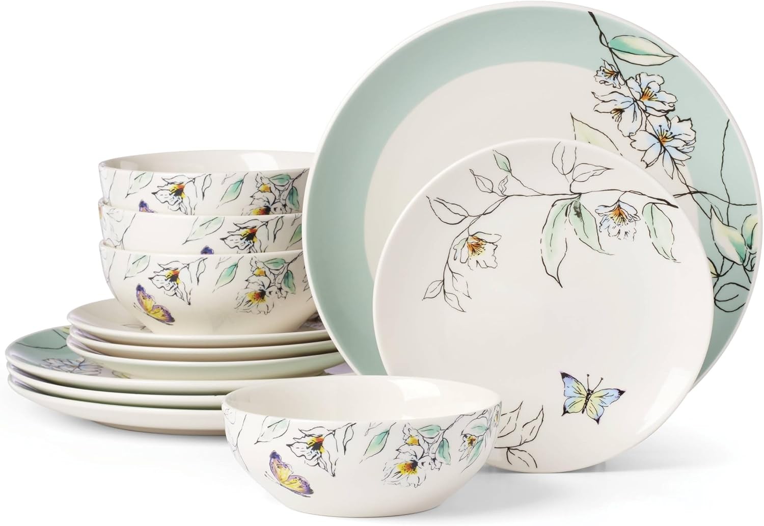 Porcelain 12-Piece Dinnerware Set for 4