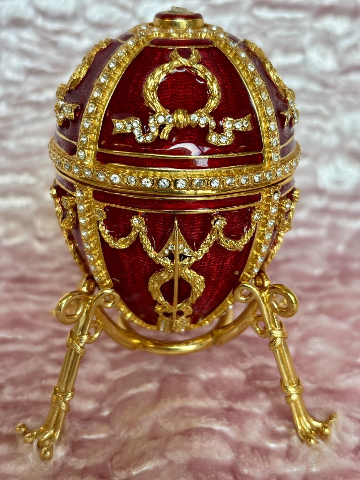 Faberge Imperial Rosebud Millennium Egg Red in Original Box with COA Faberge Imperial Rosebud Millennium Egg Red in Original Box with COA