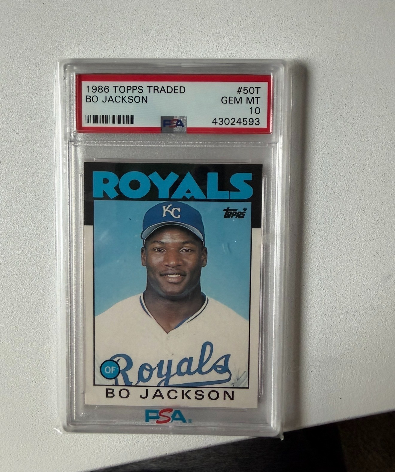 1986 Topps Traded #50T Bo Jackson PSA 10 GEM MINT Kansas City Royals #50T 1986 Topps Traded #50T Bo Jackson PSA 10 GEM MINT Kansas City Royals #50T