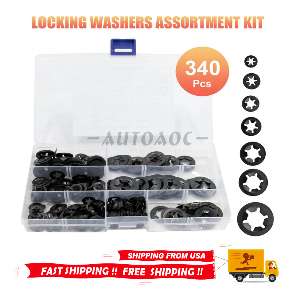340-Piece Internal Teeth Star Lock Spring Quick Washer Push-In Quick Nut Set