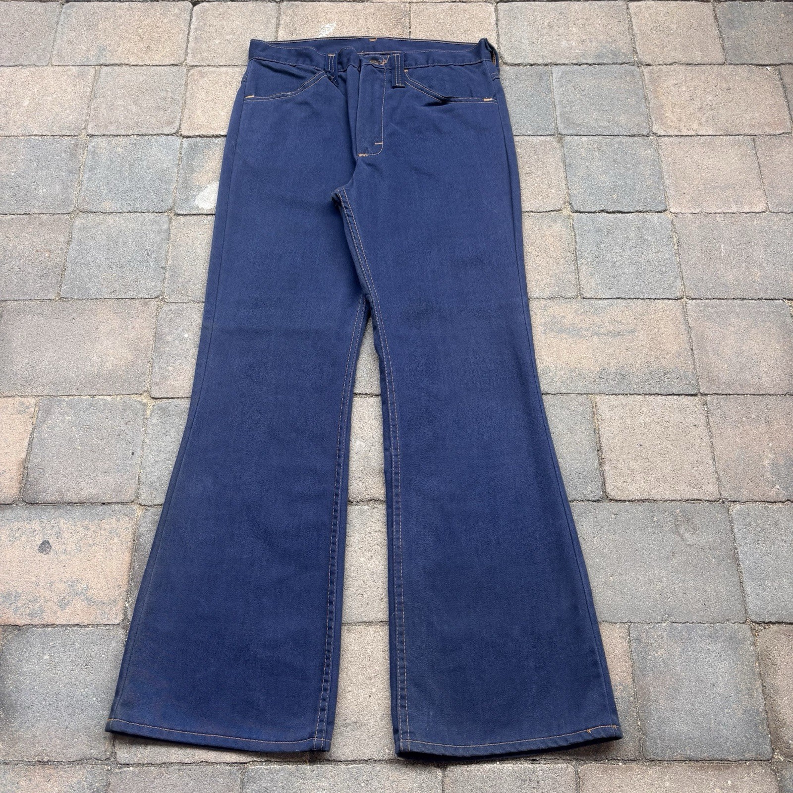VTG 70s Sears Kings Road Jeans Joint Flare Jeans Dark Wash Cotton Size 31 Short