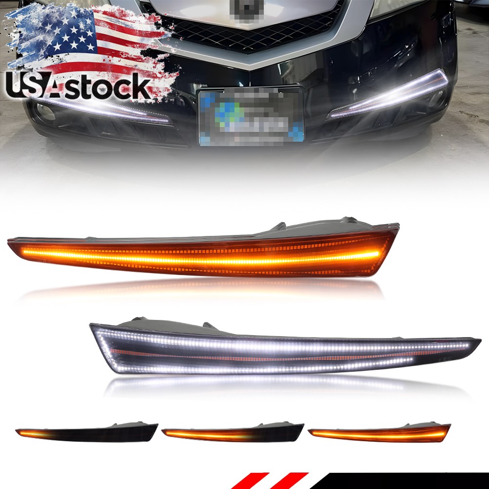 Smoked Switchback LED Bumper Corner Parking Signal Lights For 2009-2011 Acura TL