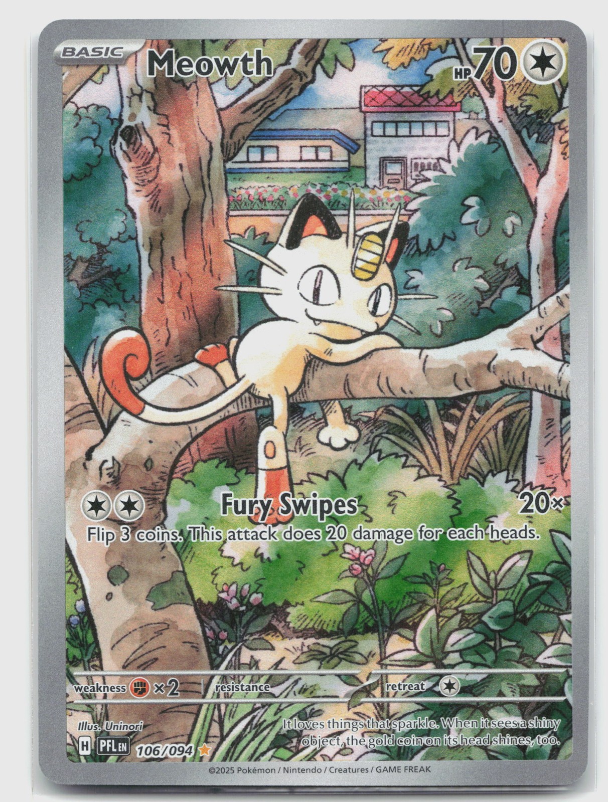 Meowth 106/094 (NM) - Phantasmal Flames - Illustration Rare - Pokemon TCG